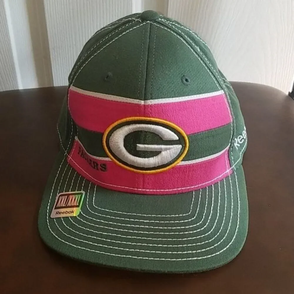 Hat Green Bay Packers Cap NFL Reebok On Field BREAST CANCER